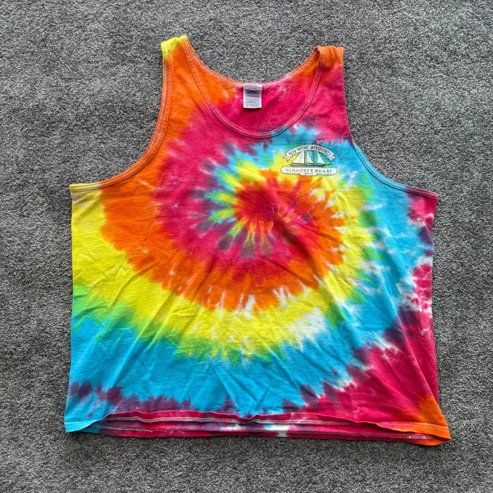 Delta Pro Weight Key West Schooner Wharf Bar Tie Dye Tank Top Mens 2XL Rainbow